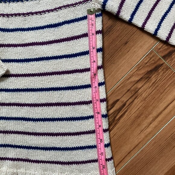 Circular Yoke Stripe Sweater Hand knit Small - Picture 5 of 8